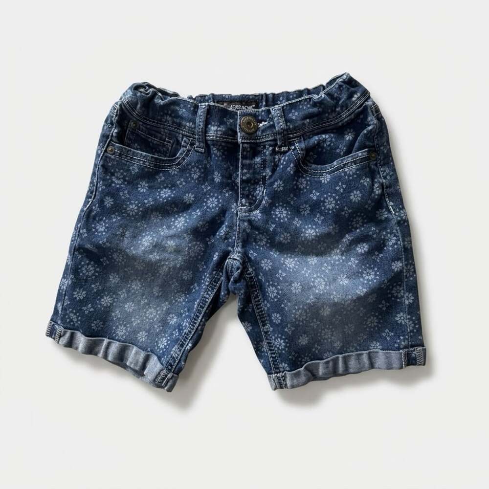 Jordache Denim Shorts Size 8 Blue Floral Print Cuffed